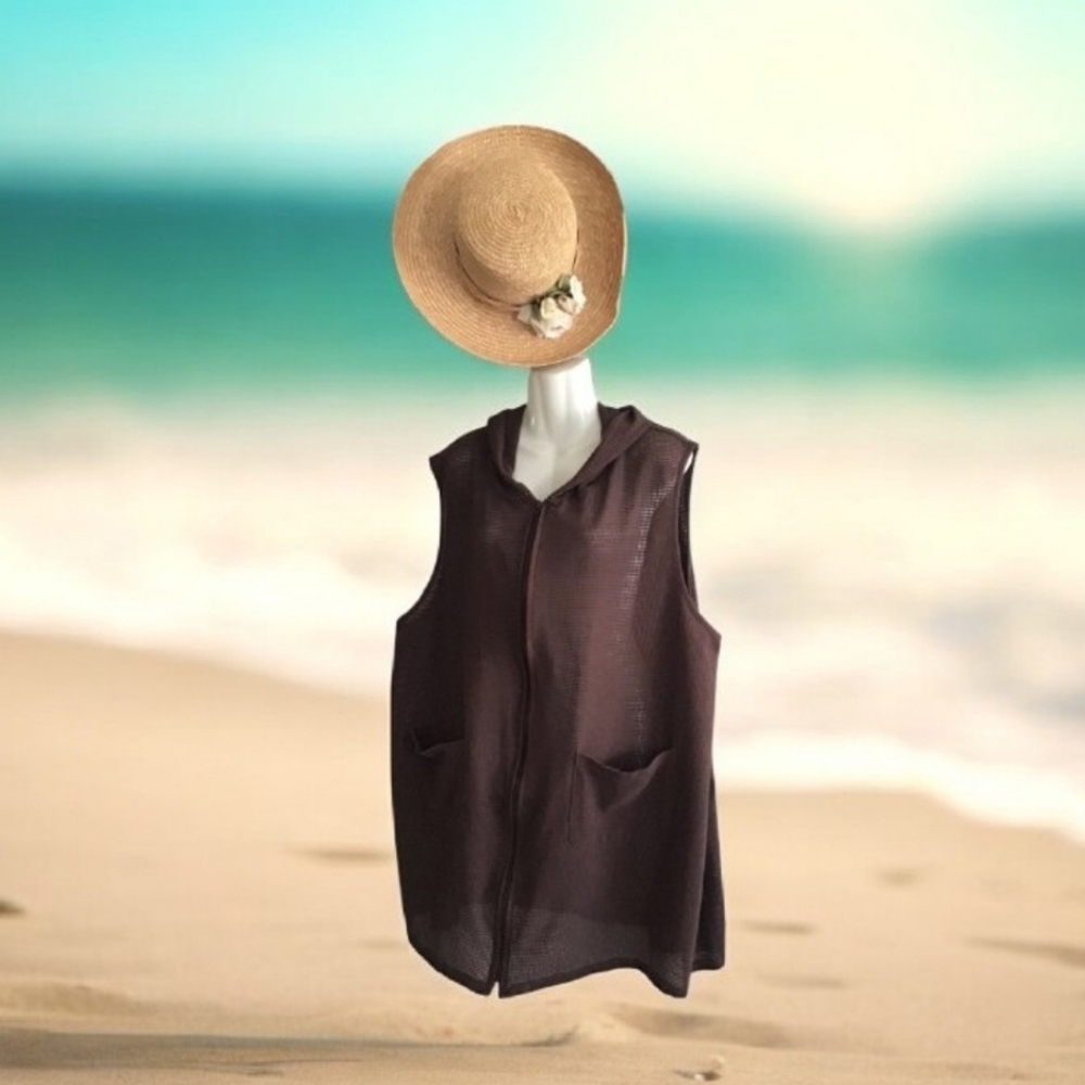 Beach coverup 🏝️ Sun casuals woman 2X beach cover-up brown zipper